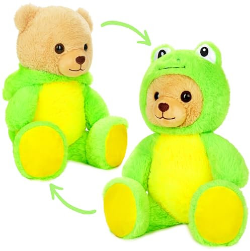 BRUBIES Teddy Frosch - 25 cm Teddybär im Froschkostüm mit Kapuze - Plüschtier für kuschelige Abenteuer - Kuscheltier Geschenk für Kinder