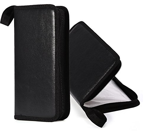 CD DVD VCD Aufbewahrungstasche Organizer Halter für 80 Discs mit Reißverschluss tragbar leicht Ordnung im Zimmer oder Auto (Schwarz)