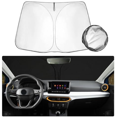 SHAOHAO Compatible con Seat Ibiza MK5 6F/KJ1 FR 2017-2024 Parasol Plegable con Tejido Revestido de Plata Plegable, protección UV y contra el Calor Accesorios Parasol Seat Ibiza