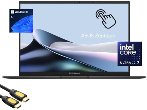 ASUS Zenbook Laptop, 14” WUXGA OLED Touchscreen Display, Intel Core Ultra 7-155H (Up to 4.8Ghz), Intel Arc Graphics, 16GB DDR5, 2TB NVMe 4.0, Backlit KB, WiFi 6E, TB 4, SPS HDMI Cable, Win 11 Pro