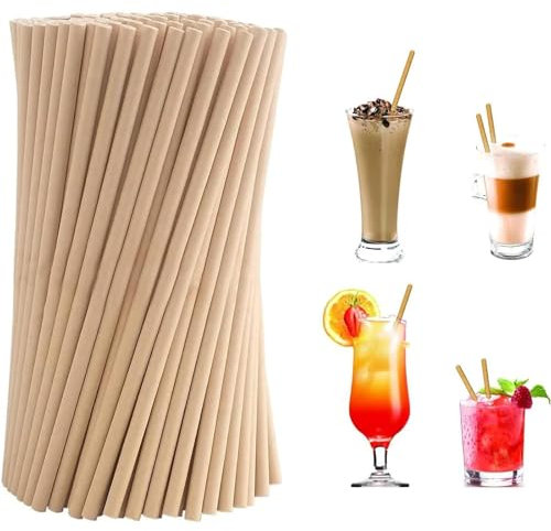 XINGXINLIAN Lot de 100 Pailles En Papier, Paille Jetable Biodégradables, Pailles Blanches Ecologiques, Paille Carton pour Anniversaires Célébrations, 19.7cm, 6mm