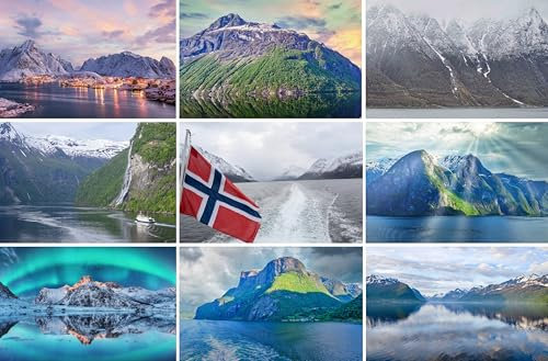 Fotografie Torsten Ackermann Postkarten-Set Norwegen: 9 einzelne Karten - Motive: Weltnaturerbe Fjorde Geirangerfjord Hjorundfjord Romsdalfjord Nordfjord Lofoten Nordlichter - Fotos/Bilder/Souvenirs