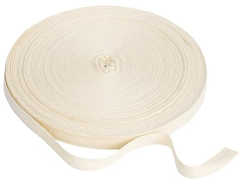 Trinkrittey Beige Baumwoll Schrägband 50m x 13mm Nahtband Gurtband Baumwollband zum Aufbügeln Baumwolle Köperband Einfassband Webband zum Nähen für DIY Handwerk