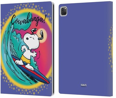 Head Case Designs Offizielle Peanuts Cowabunga Surf Snoopy Plankenweg-Spritzpistole Leder-Wallet-Hülle Kompatibel mit Apple iPad Pro 13 M4 2024