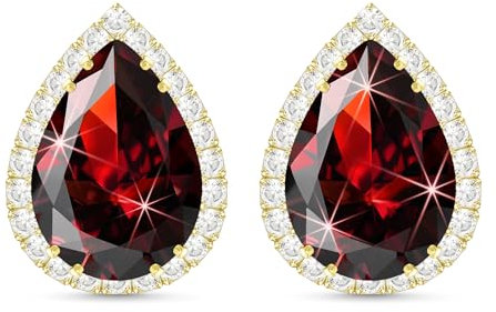 Linawe Clous d'oreilles en or, boucles d'oreilles en diamants rouges, boucles d'oreilles pour femmes, boucles d'oreilles, parure de bijoux, boucles d'oreilles en or sans nickel
