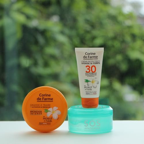 Corine de Farme - Pack Solaire Sun Lover - Graisse à Traire Activateur de Bronzage + Crème Solaire SPF30 Visage & Corps + Gelée Après Soleil Apaisante
