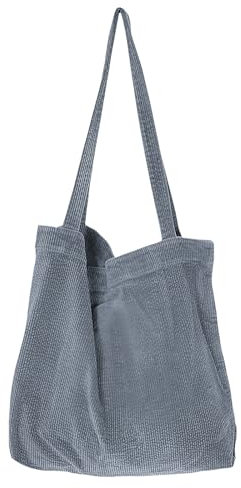 LassZone Thicken Corduroy Tote Bag for Women Large Capacity Shoulder Handbags Cord Tote Bag with Zipper and Inner Pockets for Work School Travel