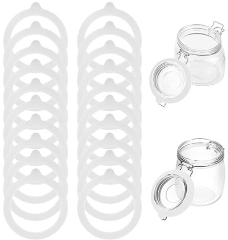 Lot de 20 joints de rechange en silicone blanc - Joints en caoutchouc anti-fuite - Joint d'étanchéité pour bocal - Joints en caoutchouc réutilisables