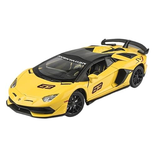 NNYIMJ for 1/24 SVJ63 Grünes Sportwagenmodell Dach Abnehmbar Ton Und Licht Spielzeugauto Druckgussmodell Simulation Legierung Automodell Sammlerornamente(Yellow)