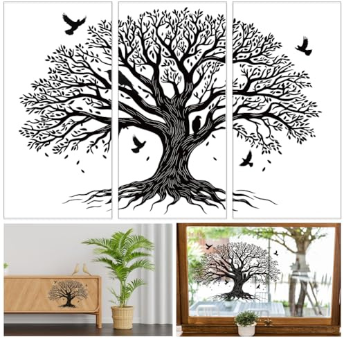 GLOBLELAND 3 fogli di adesivi da parete con albero della vita 11.8x5.9 pollici decorazione da parete autoadesiva per camera da letto soggiorno scrivania tavolo