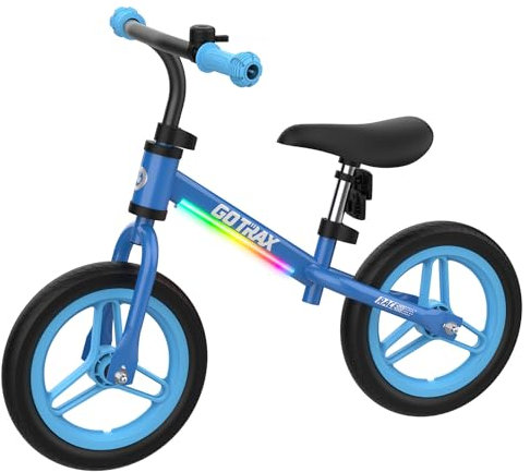 Gotrax KS12 Balance Fahrrad für Kinder von 2 bis 5, 12 Zoll mit LED-Licht, verstellbarem Sitz und Lenker, Flachreifen und leicht zu montierendem Fahrrad, leicht und ohne Pedal, Geschenk für Kinder