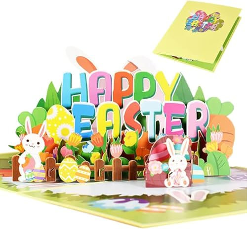 Osterkarten, Ostereier Pop Up Karte, Karte Ostern, Osterkarten mit Umschlag, Pop Up Ostergrußkarte, Easter Grußkarten, 3D Osterkarte, Hase Karte 3D Pop Up, Osterkarte, 3D Pop Up Osterkarten