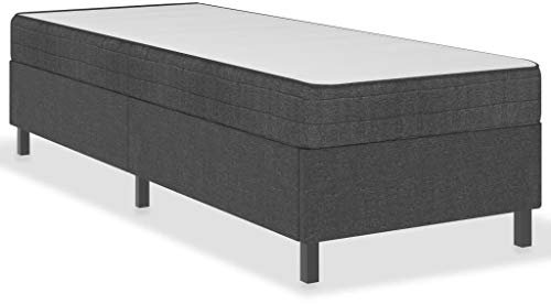 HEFZGDB Boxspringbett Dunkelgrau Stoff 100x200 cm Ehebett Gästebett Einzelbetten Einzelbett für Wohnbereich Gästezimmer Herberge Schlafzimmer
