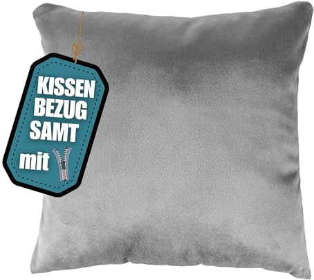 wollyflaushi Samt Kissenbezug 60x80 cm Kissenhülle Grau Luxuriös Weich | Sofakissenbezug mit verdeckter Reißverschluss - Kissenhülle Samtstoff einfarbig - Sofakissen Dekokissen Kopfkissen