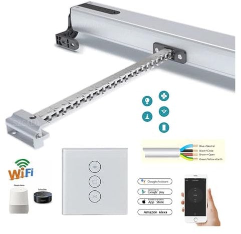 NGBFF Elektrischer Türöffner, Neuester automatischer Fensteröffner mit Einstellbarer Länge von 100–400 mm und optionaler Fernbedienung,Weit verbreitet(4-Wire WiFi)