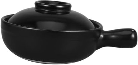 DECHOUS Riso in Pentola Di Terracotta Pirofile Per Forno Pentola Di Terracotta Per Cucinare Padella Con Coperchio Piatti in Casseruola Padella Profonda Con Coperchio Padelle Ceramica Black