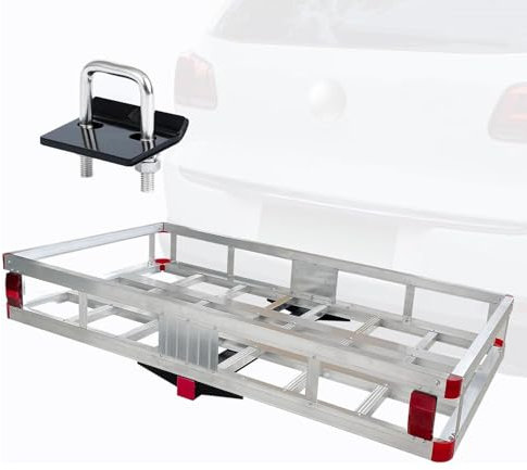 Portaequipajes de enganche para vehículos recreativos, camiones, SUV, furgonetas y automóviles con receptor de enganche de 2 - Cestas de carga para vehículos con capacidad de carga de 500 lb