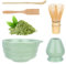 HOBEYO Matcha-Set Grün mit Matcha Besen Matcha Schale mit Ausgießer Besenhalter aus Keramik und Löffel - 5 Stück Matcha Set für Teeliebhaber