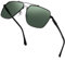 KANASTAL Groß Sonnenbrille Herren und Damen Retro Klassische Polarisiert Sonnenbrille mit Premium Quadratisch Metallrahmen UV400 Schutz, Matt Schwarz Rahmen G15 Gläser