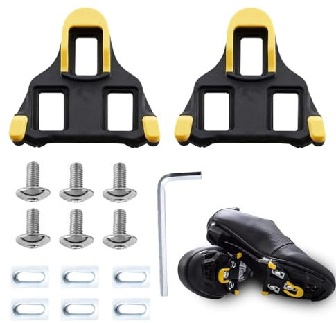 Glamifyr SPD sl Cleats für Fahrradschuhe, SPD Cleats Shimano SPD Cleat Fahrrad Schuhplatten Kompatibel mit Shimano SPD SL Cleats, Langlebig, rutschfest, Schuhcleats und Rennrad-Clips (Gelb)