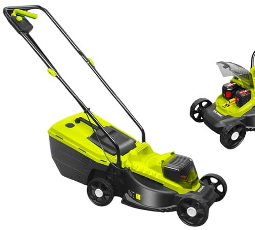 Glowdora Tondeuse À Gazon Électrique sans Fil avec Bac De Ramassage De 45 L, Réglage De La Hauteur sur 3 Positions, Clé De Sécurité, Roues Renforcées Et Épaisses pour Une Utilisation Prolongée