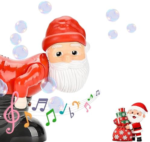 Bubble Blower,Weihnachtsmann Seifenblasenpistole,Lustige Weihnachtsmann-Blasenblasmaschine mit Blinkenden Lichtern und Musik,Automatische Blasengebläse für Kinder, Zeremonie, Weihnachten