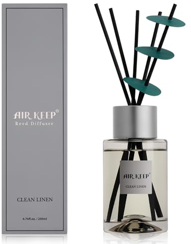 Airkeep Raumduft 200ml mit Duftstäbchen Clean Linen | Langanhaltender Duft, Stilvolle Deko für Schlafzimmer, Bad und Büro