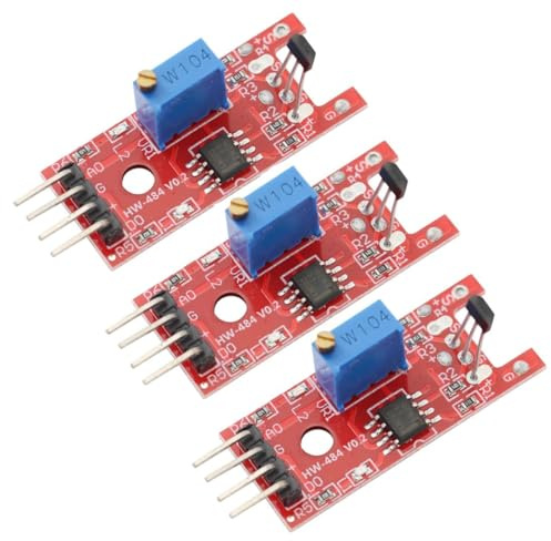 DEWOTHV KY-024 Linearer Magnetischer Hall-Sensor DC 5 V LM393 Hall-Effekt-Sensor mit magnetischer Induktionssonde Einsetzbar zur Motordrehzahl- und Positionserkennung für Arduino (3er-Pack)