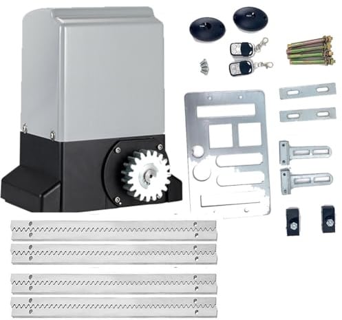 TABODD 550W/1200KG Electric Sliding Gate Opener, Automatic Infrared Sliding Gate Drive Rack Driven Driveway Garage Gate Kit with 2 Remote Controls Sensors and 4m Gear Racks for Home, Factory