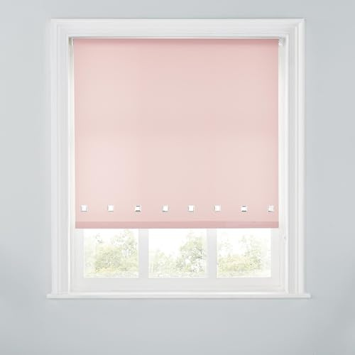 Trimmable Square Eyelet Roller Blind - 6FT - BLUSH PINK - 180cm(W)x170cm(L) | Polyester Light-Filtering Roller Blind, Trim-To-Size for a Custom Fit, Brackets Inc, Ideal for Bedrooms, Kitchens & Lounges