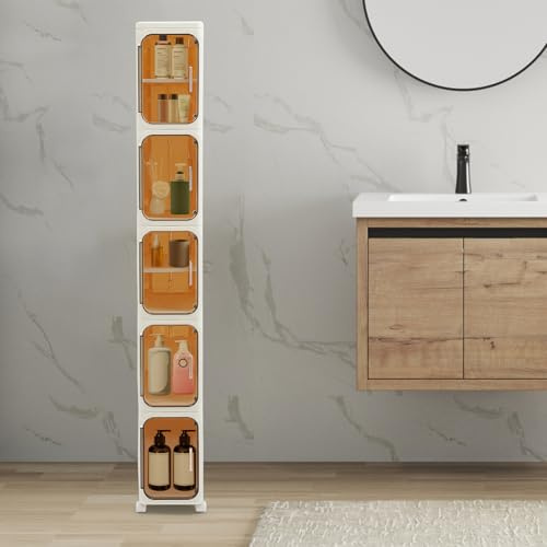 ZNLLQZN Armario de almacenamiento estrecho de 5 niveles, armario de baño, armario alto, mueble de baño extraíble, armario de baño con ruedas, para baño, cocina, salón, dormitorio