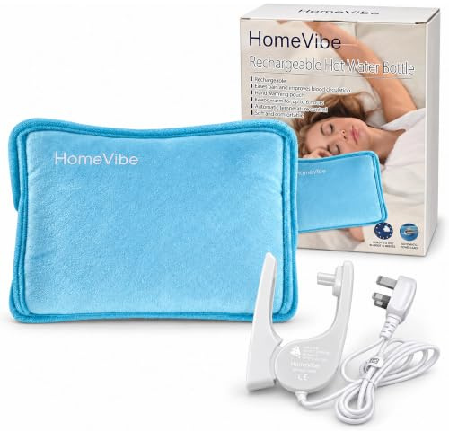Electric Fast Heating Heated Water Bottle for Back, Neck & Period Pain Relief – Portable, Leakproof & Reusable Heat Pad – Pink/Blue/Grey (Blue)