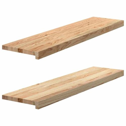 Fensterbänke 2 Stk unbehandelt aus Massivholz Eiche 100x30x2 cm, Fensterbretter aus Eichenholz für Dekoration, Bücher und Pflanzen, pflegeleichte glatte Oberfläche