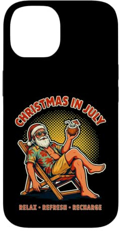 Hülle für iPhone 14 Weihnachten im Juli Santa Relax Refresh Recharge Grafik