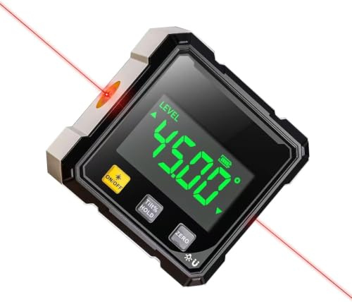 Rechargeable Digital Angle Gauge, Professional Digital Spirit Level (with Laser), Four-Sided Magnetic Inclinometer, Featuring A Backlit Display, Suitable for Carpentry, Construction, and Masonry Work