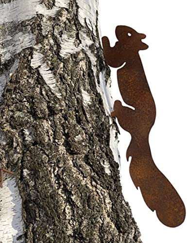 Crispe home & garden Laufendes Eichhörnchen zum Anbringen an Baum, Holz in Edelrost