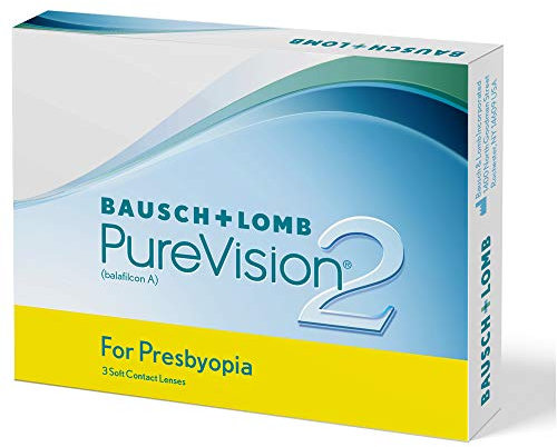 Bausch + Lomb PureVision 2 for Presbyopia Monatslinsen, sehr dünne Gleitsicht-Kontaktlinsen, weich, 3 Stück BC 8.6 mm / DIA 14 / -4.25 Dioptrien / ADD Low