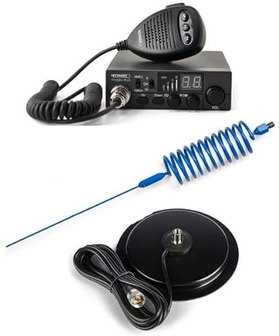 CB Radio & Antenna Kit - Moonraker Minor II Plus 80ch 12v/24v CB Radio + Blue Tornado Antenna + 7 Mag Mount (CB Kit)