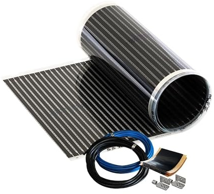 Infrarot Heizfolie Elektrische Fußbodenheizung Calorique 50 cm Set 220 W/m² - 10,0 m² - effiziente und kostengünstige Heizung für Neubau oder Altbau-Sanierung [Energieklasse A+++]