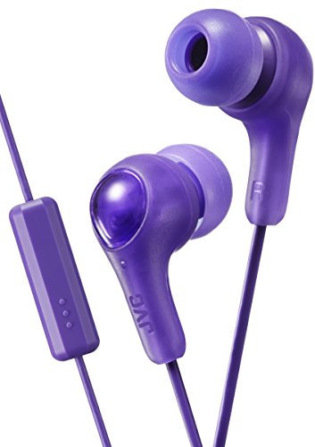 JVC Gumy Plus In Ear Headphones Earphones with Bass Boost, Comfortable Earbuds and Built In Mic and Remote for Call Handling, Violet