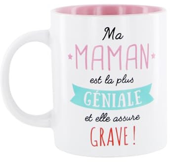 DITES LE AVEC DES MOTS MO0555 Mug Maman M12 Céramique Rose 12 x 8,20 x 9,70 cm