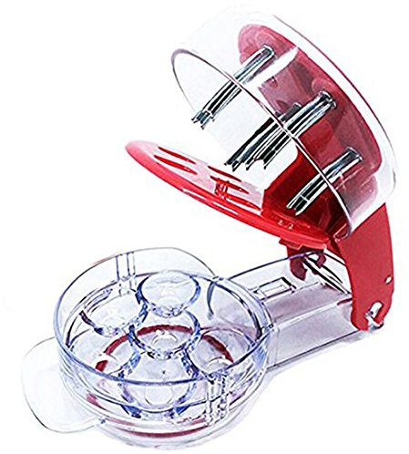 Coralpearl Snocciolatore Cucina in Acciaio Inox Redcherry Pit di rimozione della Macchina con vasetto per 6 Ciliegie Rosso
