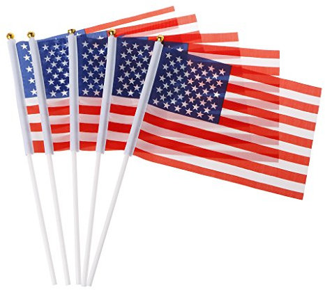SimpleLife 5 pcs Mini Drapeaux américains US USA Main agitant Petits pôles bannière