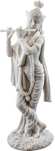 Top Collection Krishna-Statue, Hindu-Gott der Liebe und göttliche Freude, Skulptur in hochwertigem weißem Marmor-Finish, 25,4 cm Sammlerfigur
