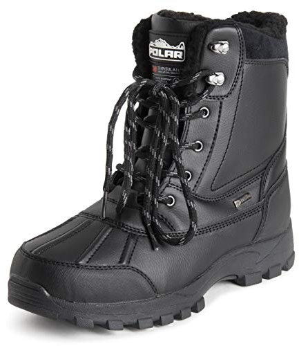 Polar Uomo Thinsulate Foderato Impermeabile Battistrada Profondo Durevole Gomma Shell Termica Inverno Pioggia Neve Stivales - Nero - UK9/EU43 - YC0693