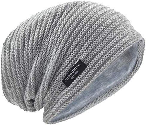 VECRY Herren Lässige Mütze Strickmütze Schädeldecke Lange Gefütterte Winter Sommer Hüte (Solide Blass)