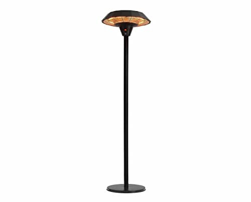 Charles Bentley Electric Floor Standing Outdoor Patio Heater-220-240V 2000W- 3 adjustable heat settings - Remote Controlled - Instant heat - Black
