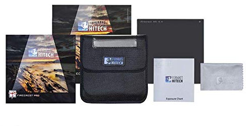 Formatt Hitech Firecrest Pro 100 mm Standard ND – Professionelle Kamerafilter – kompletter Lichtleckschutz – 100 x 100 mm Graufilter mit Tuch, Hülle, Belichtungstabelle und Booklet