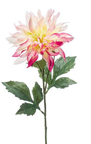 artplants.de Künstliche Blume Dahlie Cinthia, rosa - weiß, 60cm - Textilblume Dahlia