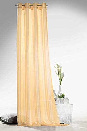 heimtexland Fertiggardine, moderner Ösenschal hochwertiger Wildseidenoptik. Typ118 (gelb)